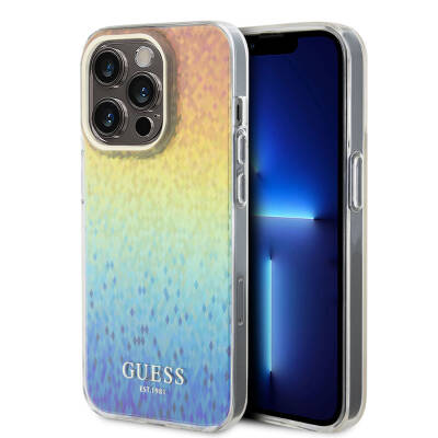 Apple iPhone 15 Pro Max Kılıf Guess Orjinal Lisanslı Yazı Logolu Mirror Disco Kapak - Guess