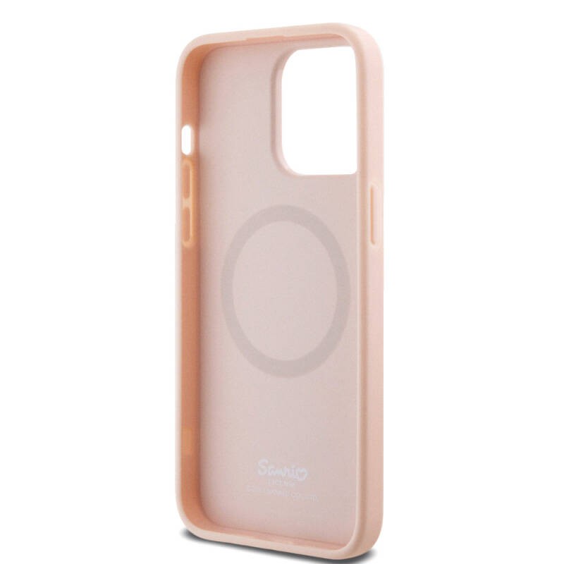 Apple iPhone 15 Pro Max Kılıf Hello Kitty Orjinal Lisanslı M-safe Şarj Özellikli Baskı Logolu Uyuyan Kitty Deri Kapak - 16