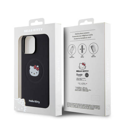 Apple iPhone 15 Pro Max Kılıf Hello Kitty Orjinal Lisanslı M-safe Şarj Özellikli Kitty Head Deri Kapak - 7