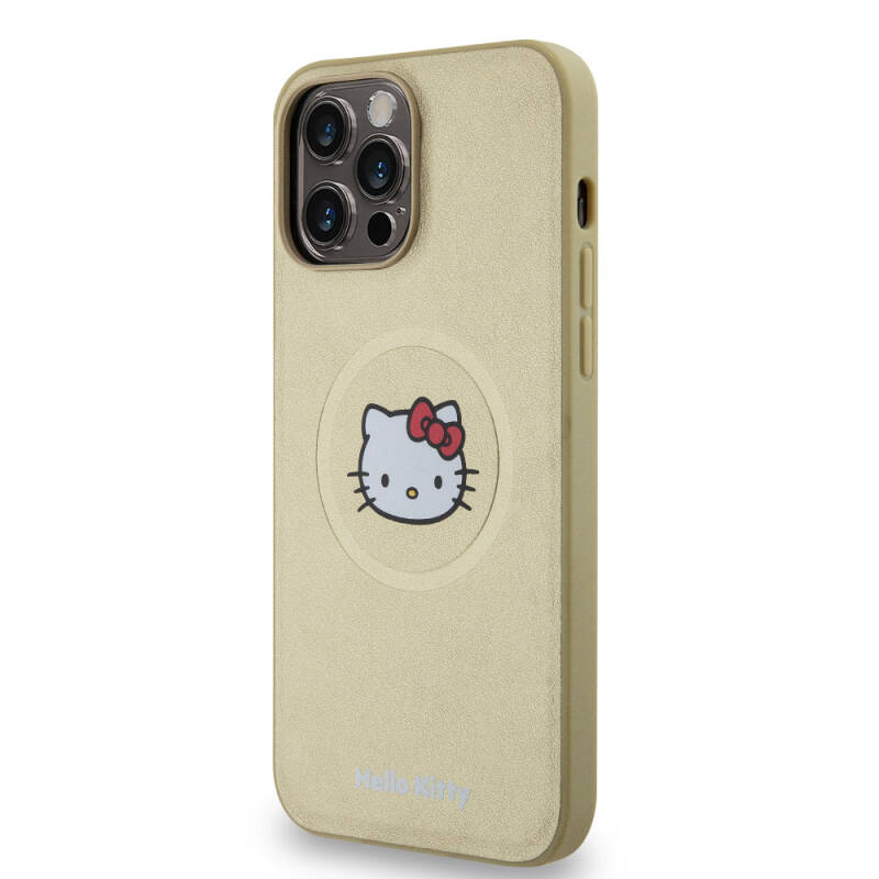 Apple iPhone 15 Pro Max Kılıf Hello Kitty Orjinal Lisanslı M-safe Şarj Özellikli Kitty Head Deri Kapak - 11