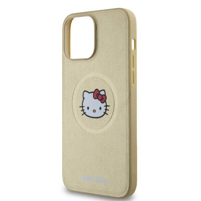 Apple iPhone 15 Pro Max Kılıf Hello Kitty Orjinal Lisanslı M-safe Şarj Özellikli Kitty Head Deri Kapak - 14