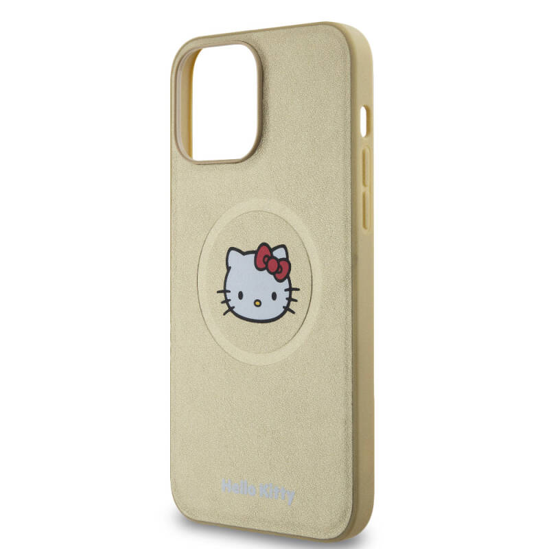 Apple iPhone 15 Pro Max Kılıf Hello Kitty Orjinal Lisanslı M-safe Şarj Özellikli Kitty Head Deri Kapak - 14