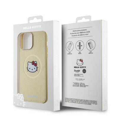 Apple iPhone 15 Pro Max Kılıf Hello Kitty Orjinal Lisanslı M-safe Şarj Özellikli Kitty Head Deri Kapak - 16