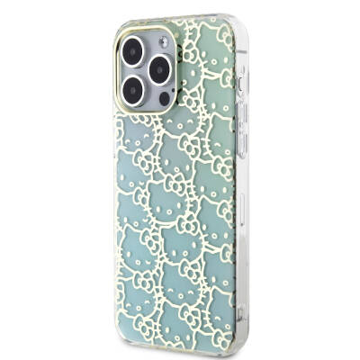 Apple iPhone 15 Pro Max Kılıf Hello Kitty Orjinal Lisanslı Renk Geçişli Elektroplating Kaplama Kitty Head Desenli Kapak - 2