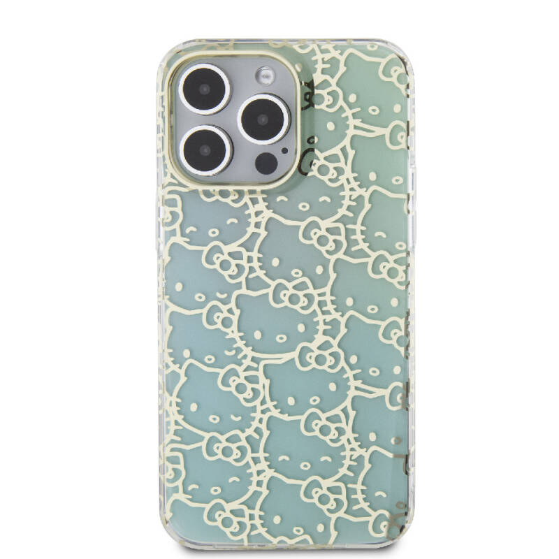Apple iPhone 15 Pro Max Kılıf Hello Kitty Orjinal Lisanslı Renk Geçişli Elektroplating Kaplama Kitty Head Desenli Kapak - 3
