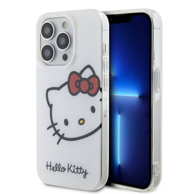 Apple iPhone 15 Pro Max Kılıf Hello Kitty Orjinal Lisanslı Yazı ve İkonik Logolu Kitty Head Kapak - Hello Kitty