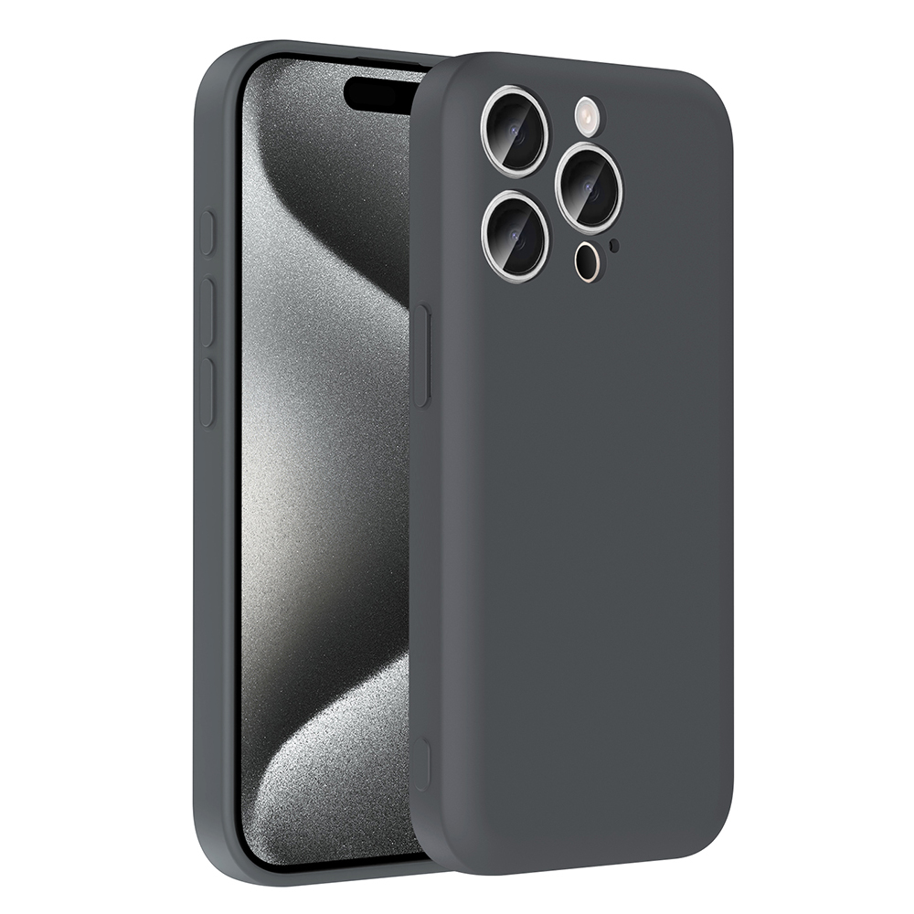iPhone 15 Pro Max Kılıf Kamera Korumalı Kartlık Hazneli NXXA Vitra Kapak - Gri