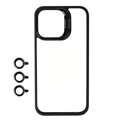 Apple iPhone 15 Pro Max Kılıf Kamera Lens Korumalı Standlı Zore Klon Lensli Kapak - Zore