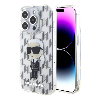 Apple iPhone 15 Pro Max Kılıf Karl Lagerfeld IML İkonik Monogram Orjinal Lisanslı Kapak - Karl Lagerfeld