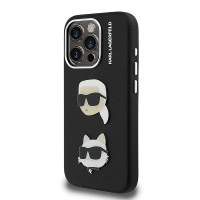 Apple iPhone 15 Pro Max Kılıf Karl Lagerfeld Orjinal Lisanslı K&C Heads Pin Kapak - 4