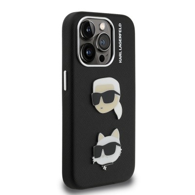 Apple iPhone 15 Pro Max Kılıf Karl Lagerfeld Orjinal Lisanslı K&C Heads Pin Kapak - 6