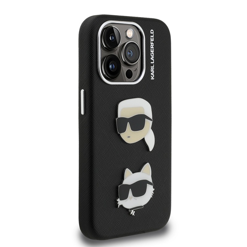 Apple iPhone 15 Pro Max Kılıf Karl Lagerfeld Orjinal Lisanslı K&C Heads Pin Kapak - 6