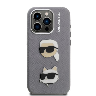 Apple iPhone 15 Pro Max Kılıf Karl Lagerfeld Orjinal Lisanslı K&C Heads Pin Kapak - 11