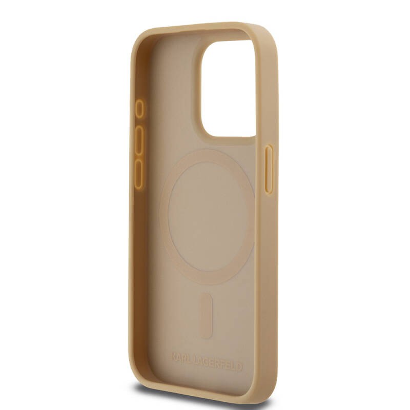 Apple iPhone 15 Pro Max Kılıf Karl Lagerfeld Orjinal Lisanslı M-safe Şarj Özellikli KL Yazılı Hot Stamp Kapak - 14