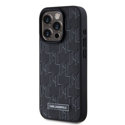 Apple iPhone 15 Pro Max Kılıf Karl Lagerfeld Orjinal Lisanslı M-safe Şarj Özellikli KL Yazılı Hot Stamp Kapak - 5
