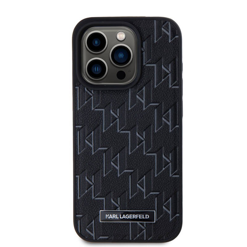 Apple iPhone 15 Pro Max Kılıf Karl Lagerfeld Orjinal Lisanslı M-safe Şarj Özellikli KL Yazılı Hot Stamp Kapak - 7