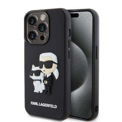 Apple iPhone 15 Pro Max Kılıf Karl Lagerfeld Silikon 3D K&C Logo Orjinal Lisanslı Kapak - Karl Lagerfeld