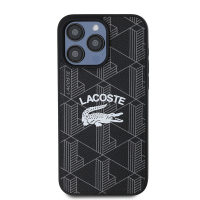 Apple iPhone 15 Pro Max Kılıf Lacoste Orjinal Lisanslı M-safe Şarj Özellikli Mono Vintage Logo Kapak - Lacoste
