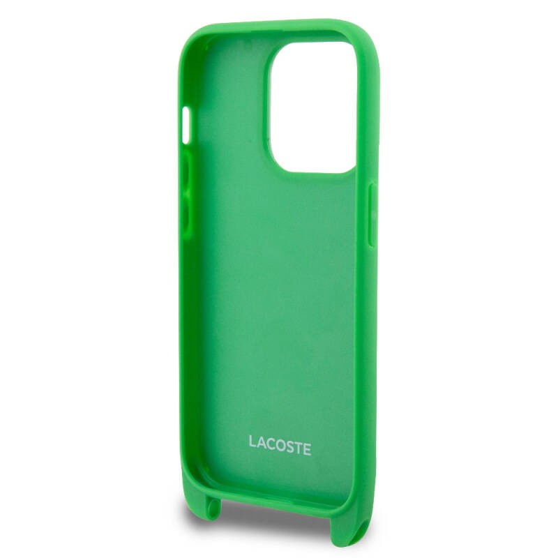 Apple iPhone 15 Pro Max Kılıf Lacoste Orjinal Lisanslı PU Pike Desenli Arka Yüzey Askılı İkonik Timsah Dokuma Logolu Kapak - 6