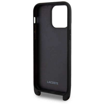 Apple iPhone 15 Pro Max Kılıf Lacoste Orjinal Lisanslı PU Pike Desenli Arka Yüzey Askılı İkonik Timsah Dokuma Logolu Kapak - 20