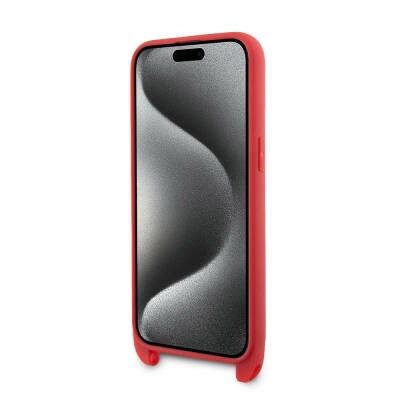 Apple iPhone 15 Pro Max Kılıf Lacoste Orjinal Lisanslı PU Pike Desenli Arka Yüzey Askılı İkonik Timsah Dokuma Logolu Kapak - 25