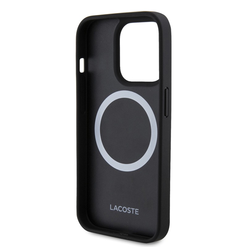 Apple iPhone 15 Pro Max Kılıf Lacoste Orjinal Lisanslı PU Pike Desenli Arka Yüzey İkonik Timsah Dokuma Logolu Kapak + Type-C Kablo 1.5m - 7