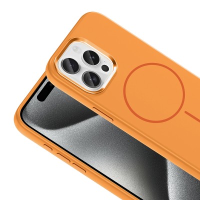 Apple iPhone 15 Pro Max Kılıf M-Safe Şarj Özellikli Metal Kamera Çerçeveli Zore Edi Silikon Kapak - 17
