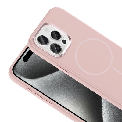Apple iPhone 15 Pro Max Kılıf M-Safe Şarj Özellikli Metal Kamera Çerçeveli Zore Edi Silikon Kapak - 19