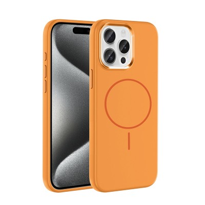 Apple iPhone 15 Pro Max Kılıf M-Safe Şarj Özellikli Metal Kamera Çerçeveli Zore Edi Silikon Kapak - 5