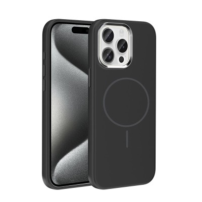 Apple iPhone 15 Pro Max Kılıf M-Safe Şarj Özellikli Metal Kamera Çerçeveli Zore Edi Silikon Kapak - 8