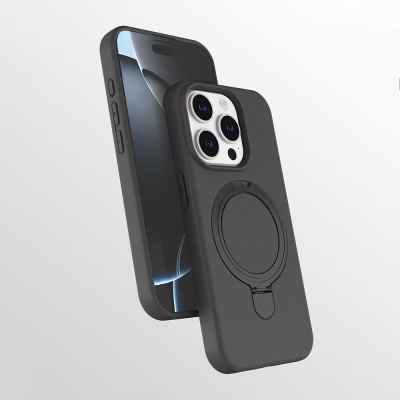 Apple iPhone 15 Pro Max Kılıf M-safe Şarj Özellikli Standlı Zore Samara Kapak - Zore