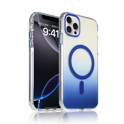 Apple iPhone 15 Pro Max Kılıf M-safe Şarj Özellikli Transparan Renk Geçişli Zore Toros Kapak - Zore