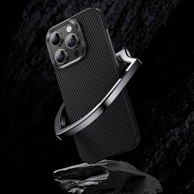 Apple iPhone 15 Pro Max Kılıf M-safe Özellikli Karbon Fiber Benks Essential ArmorAir 600D Kevlar Kapak - 6