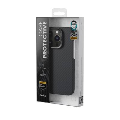 Apple iPhone 15 Pro Max Kılıf M-safe Özellikli Karbon Fiber Benks Essential ArmorAir 600D Kevlar Kapak - 2