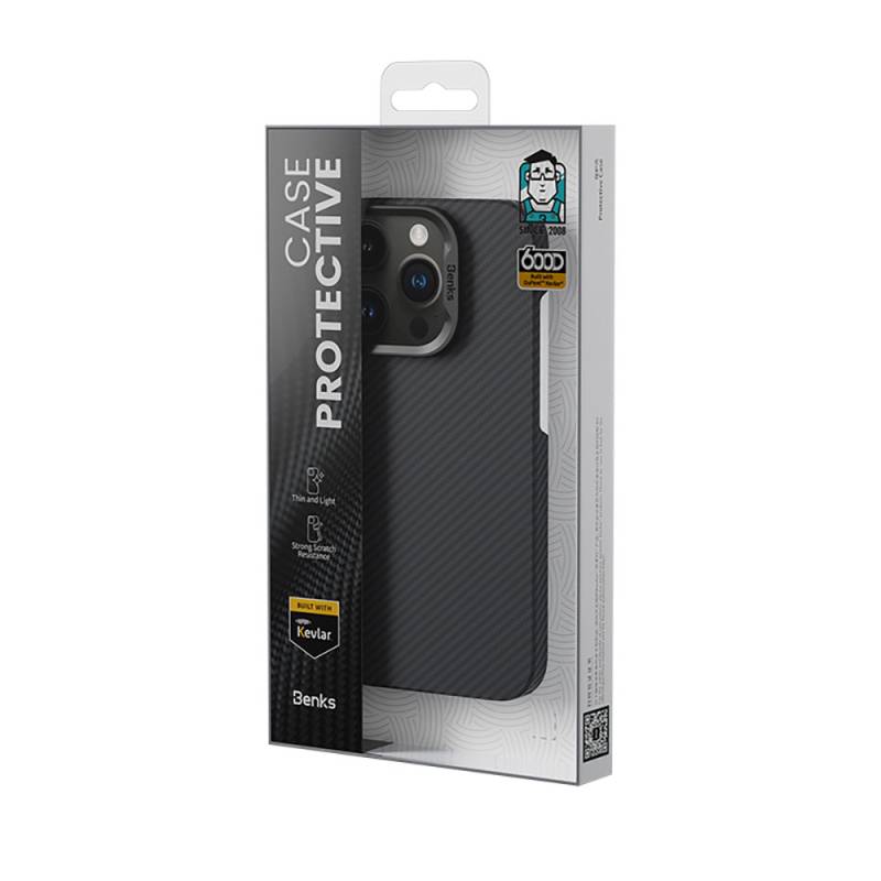 Apple iPhone 15 Pro Max Kılıf M-safe Özellikli Karbon Fiber Benks Essential ArmorAir 600D Kevlar Kapak - 2