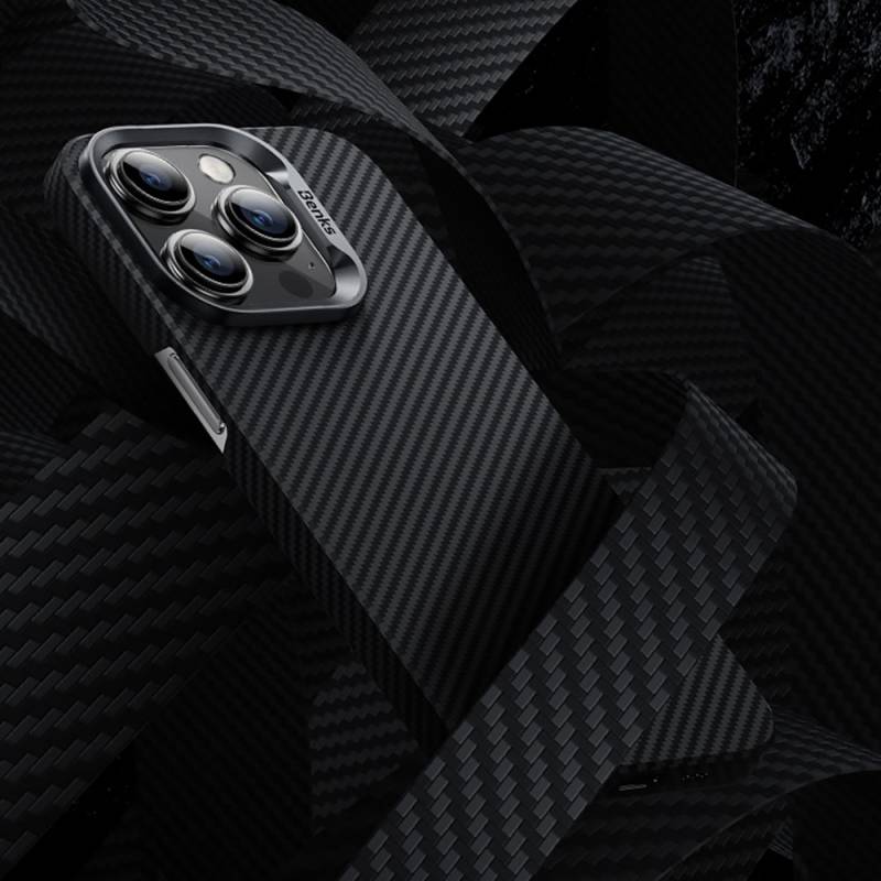 Apple iPhone 15 Pro Max Kılıf M-safe Özellikli Karbon Fiber Benks Essential ArmorAir 600D Kevlar Kapak - 7