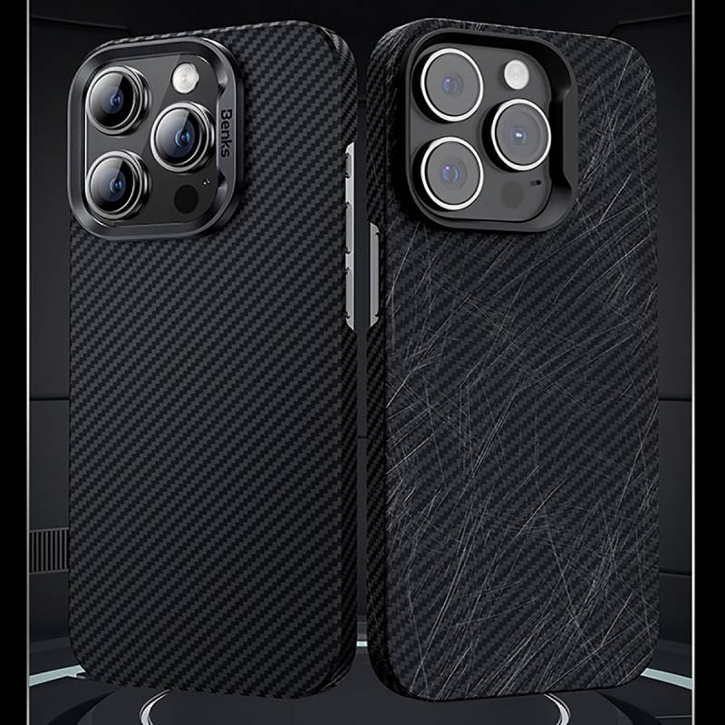 Apple iPhone 15 Pro Max Kılıf M-safe Özellikli Karbon Fiber Benks Essential ArmorAir 600D Kevlar Kapak - 12