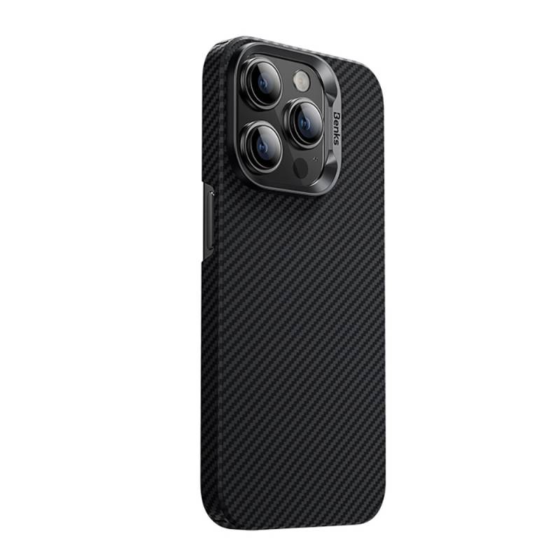 Apple iPhone 15 Pro Max Kılıf M-safe Özellikli Karbon Fiber Benks Essential ArmorAir 600D Kevlar Kapak - 1