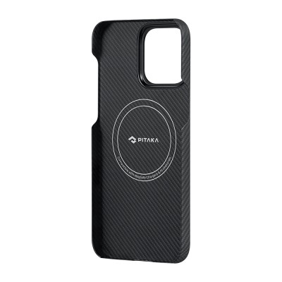 Apple iPhone 15 Pro Max Kılıf M-safe Şarj Özellikli 600D Aramid Karbon Fiber Pitaka Tactile Woven Orchestra Serisi Rhapsody Kapak - 13