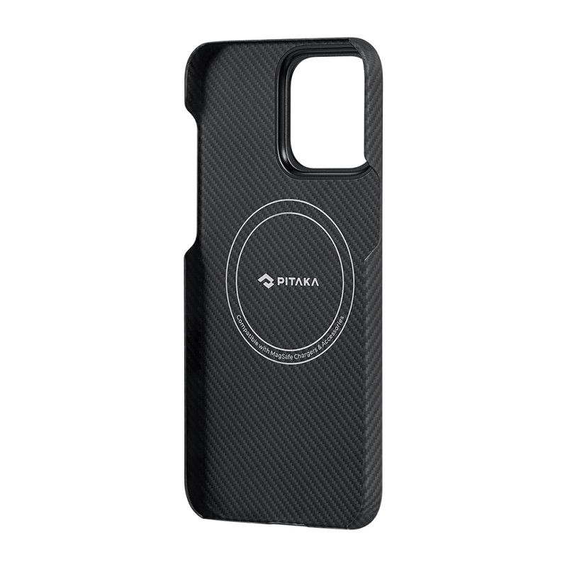 Apple iPhone 15 Pro Max Kılıf M-safe Şarj Özellikli 600D Aramid Karbon Fiber Pitaka Tactile Woven Orchestra Serisi Rhapsody Kapak - 13