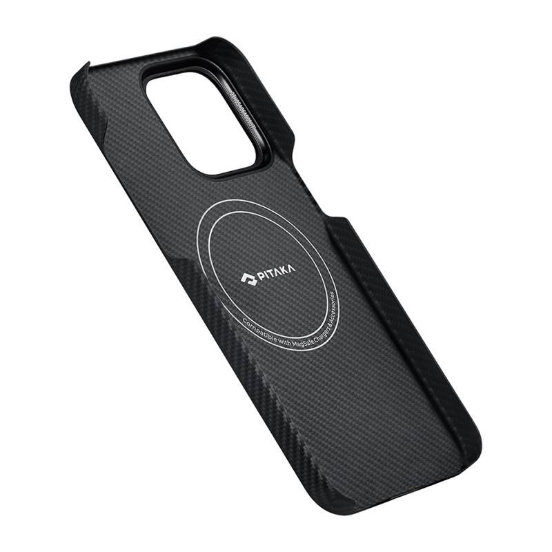 Apple iPhone 15 Pro Max Kılıf M-safe Şarj Özellikli 600D Aramid Karbon Fiber Pitaka Tactile Woven Orchestra Serisi Rhapsody Kapak - 14