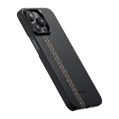 Apple iPhone 15 Pro Max Kılıf M-safe Şarj Özellikli 600D Aramid Karbon Fiber Pitaka Tactile Woven Orchestra Serisi Rhapsody Kapak - 7
