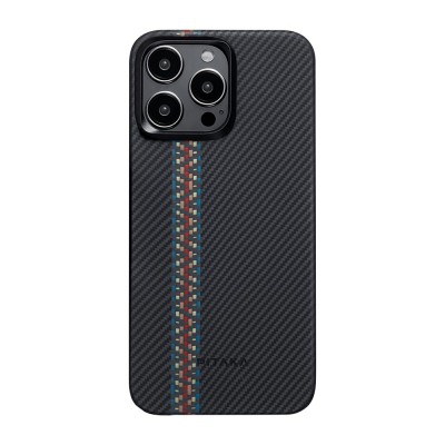 Apple iPhone 15 Pro Max Kılıf M-safe Şarj Özellikli 600D Aramid Karbon Fiber Pitaka Tactile Woven Orchestra Serisi Rhapsody Kapak - 3