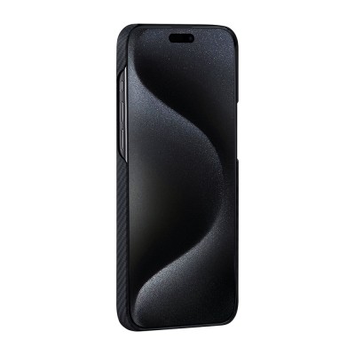 Apple iPhone 15 Pro Max Kılıf M-safe Şarj Özellikli 600D Aramid Karbon Fiber Pitaka Tactile Woven Orchestra Serisi Rhapsody Kapak - 5