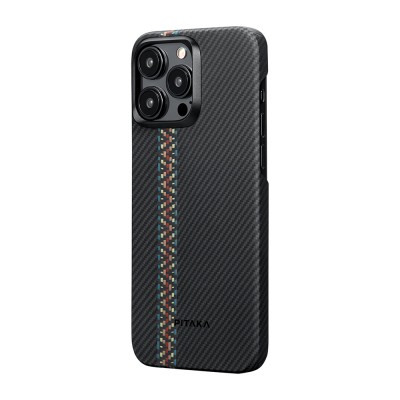 Apple iPhone 15 Pro Max Kılıf M-safe Şarj Özellikli 600D Aramid Karbon Fiber Pitaka Tactile Woven Orchestra Serisi Rhapsody Kapak - 4