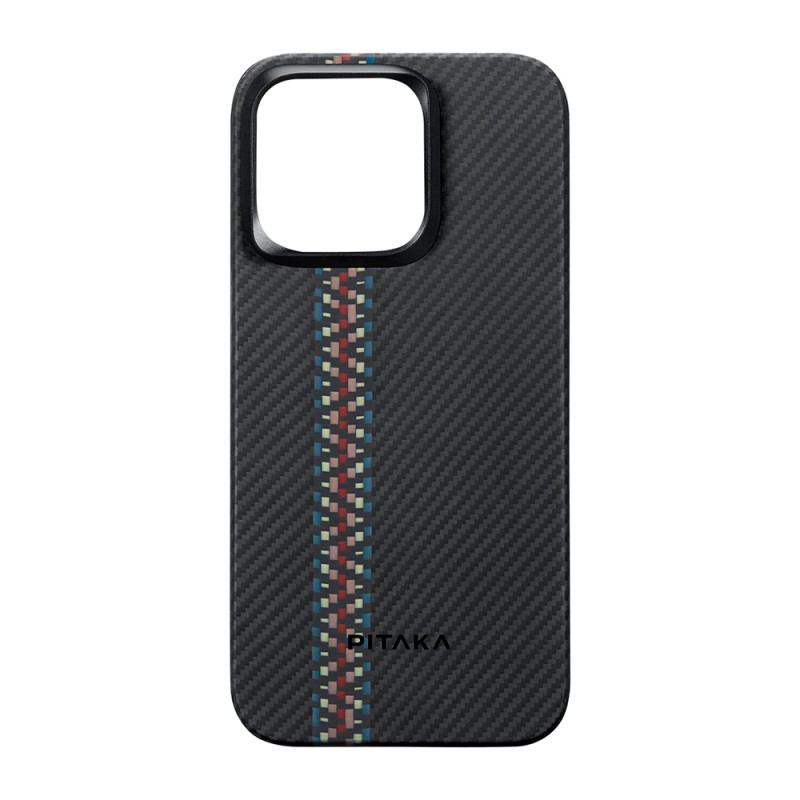 Apple iPhone 15 Pro Max Kılıf M-safe Şarj Özellikli 600D Aramid Karbon Fiber Pitaka Tactile Woven Orchestra Serisi Rhapsody Kapak - 12