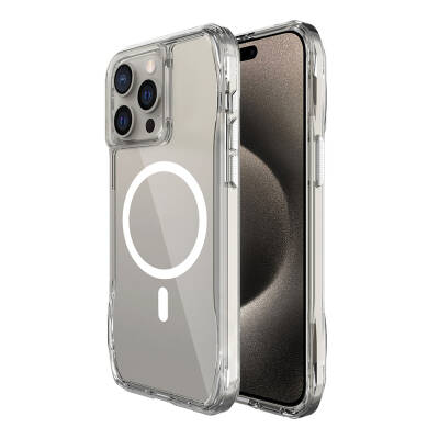 Apple iPhone 15 Pro Max Kılıf M-safe Şarj Özellikli Airbagli Şeffaf Zore İncek Kapak - Zore