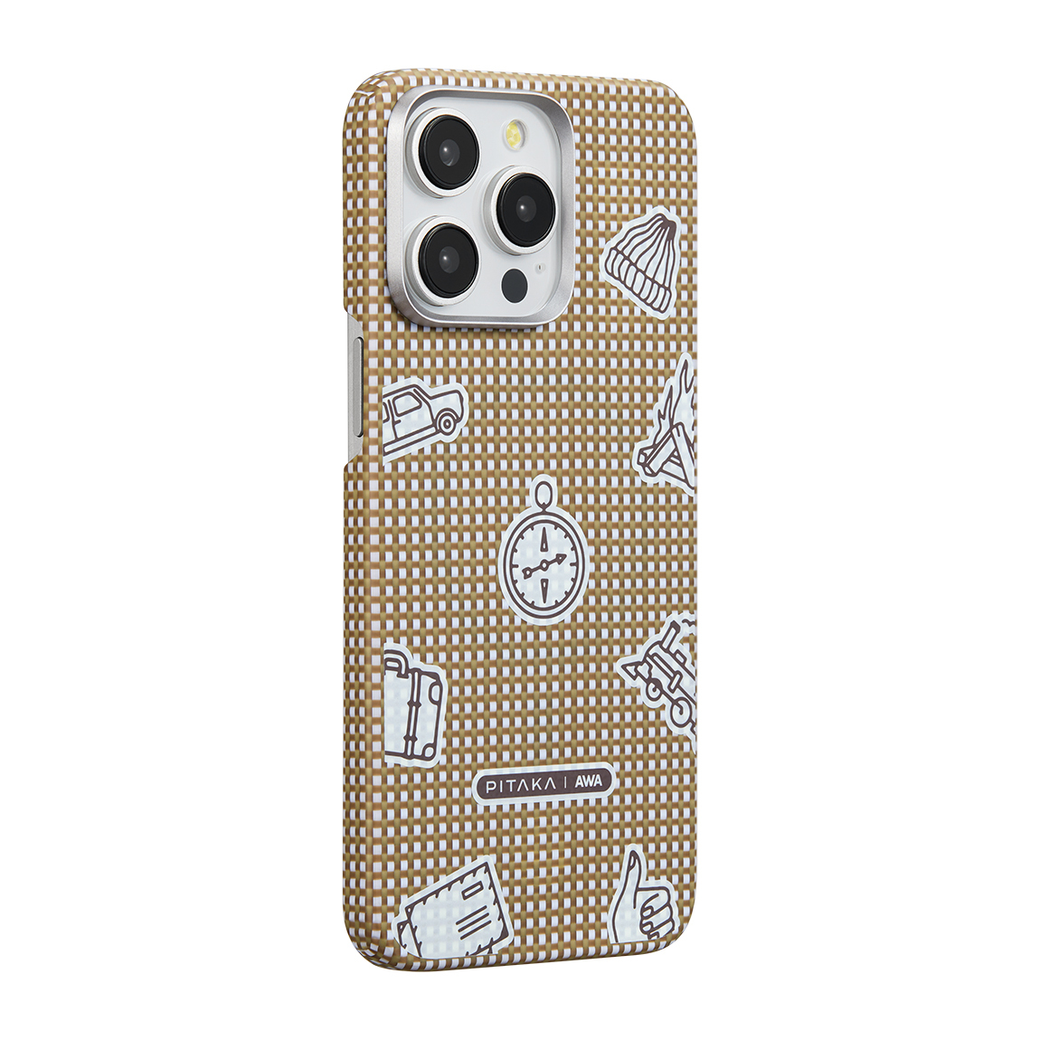 Apple iPhone 15 Pro Max Kılıf M-safe Şarj Özellikli Awa Tasarımlı 1500D Aramid Fiber Pitaka Ultra-Slim Classic Serisi Canyon Kapak - Sarı