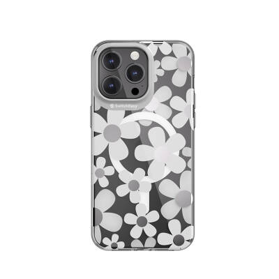 Apple iPhone 15 Pro Max Kılıf M-safe Şarj Özellikli Çift IMD Baskılı Lisanslı Switcheasy Artist-M Fleur Kapak - Switcheasy