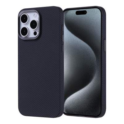 Apple iPhone 15 Pro Max Kılıf M-safe Şarj Özellikli Karbon Fiber Görünümlü Zore Nekst Kapak - Zore